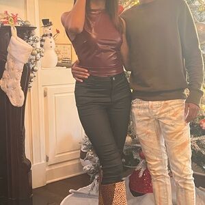 Burgundy Faux Leather Tank